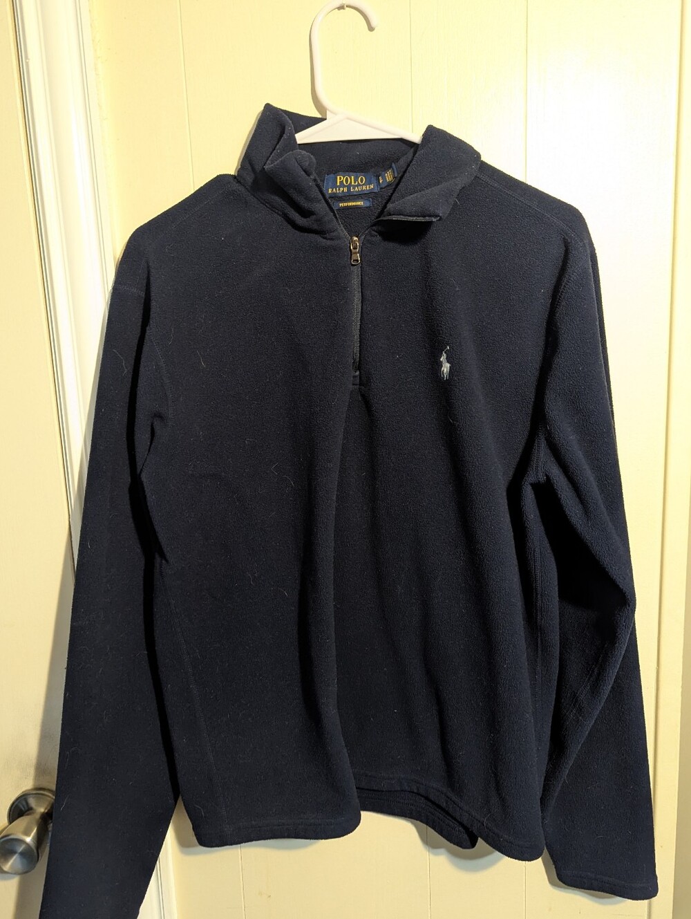 Polo Ralph Lauren Performance Navy Blue Fleece Quarter-Zip Pullover Jacket - S
